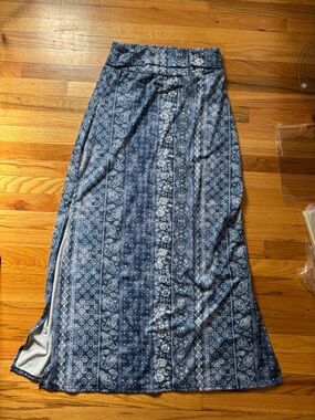 Joe Benbasset Blue Printed Maxi Skirt with Paisley Panels Large
